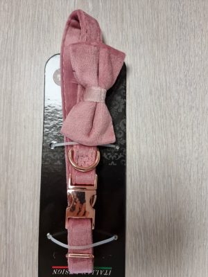 collar velour pink 1.5*24.5 - 35 cm